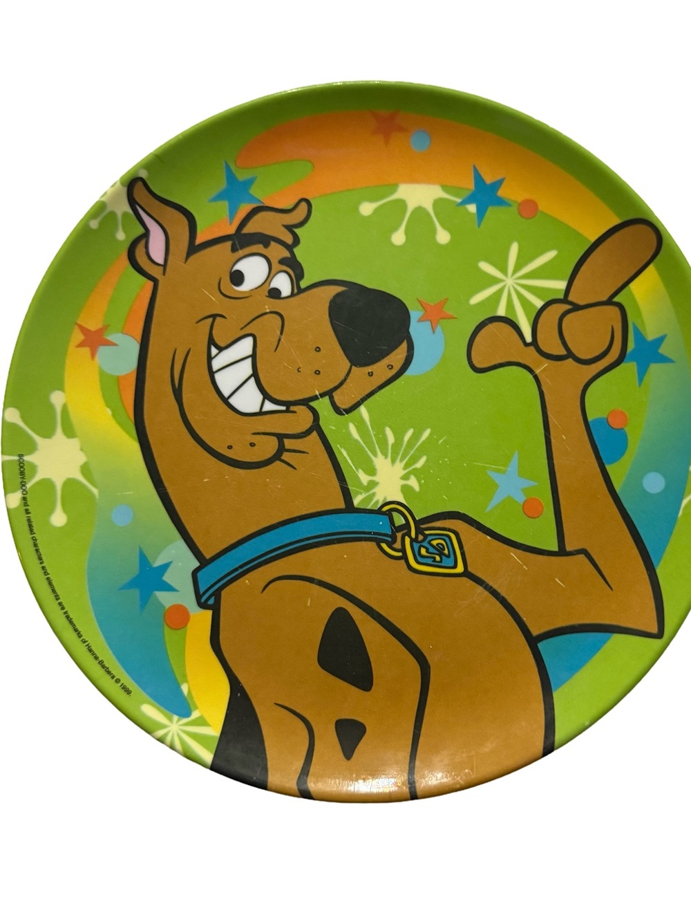 Vintage Scooby Doo 8” Melamine Plate Green Background